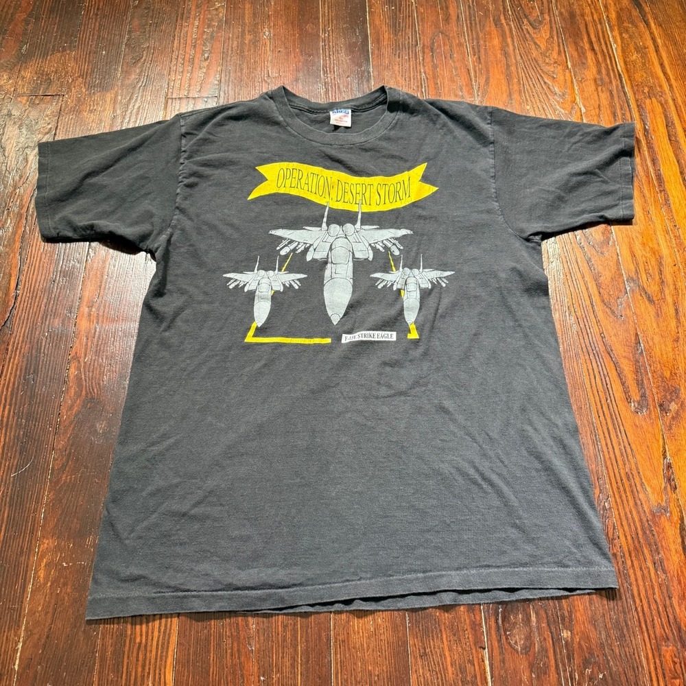 Argo Sport T-Shirt Men XL Black Vintage Operation Desert Storm F-15E Military
